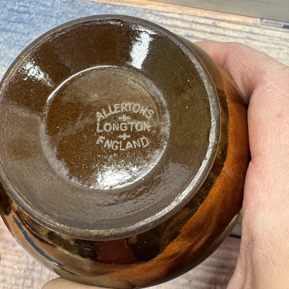 Set of 3 Allertons Longton England Copper Luster Painted Matching Pitchers - Picture 13 of 13